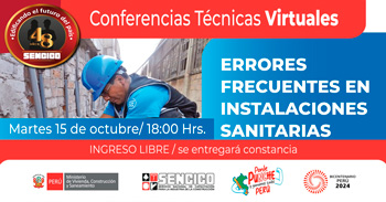 Conferencia virtual "Errores frecuentes en instalaciones sanitarias" de SENCICO