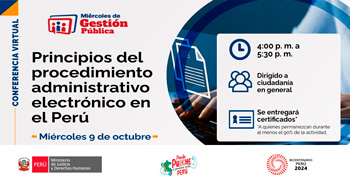 Conferencia online "Principios del procedimiento administrativo electrónico en el Perú" del MINJUSDH