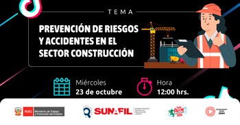 Evento online gratis "Prevención de riesgos y accidentes en el sector construcción"  de la SUNAFIL