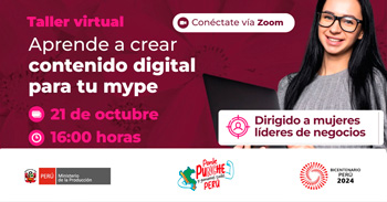 Taller  online "Aprende a crear contenido digital para tu mype" del PRODUCE