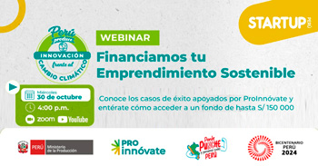 Webinar online gratis "Capital semilla para Emprendimientos Sostenibles" del PROinnóvate