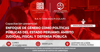 Capacitación presencial Enfoque de género como políticas públicas del estado peruano: Ámbito judicial y defensa pública