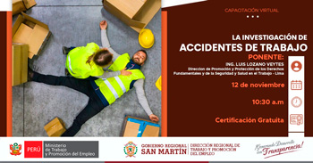 Capacitación online gratis "La investigación de accidentes de trabajo" del DRTPE  de San Martín