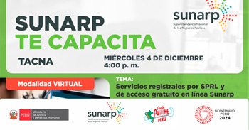  Charla gratis online "Servicios registrales a través del SPRL Sunarp y de acceso gratuito en línea"