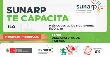 Charla presencial gratis "Declaratoria de fábrica" de la SUNARP