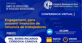  Conferencia online  "Engagement para prevenir intención de renuncia de trabajadores" 