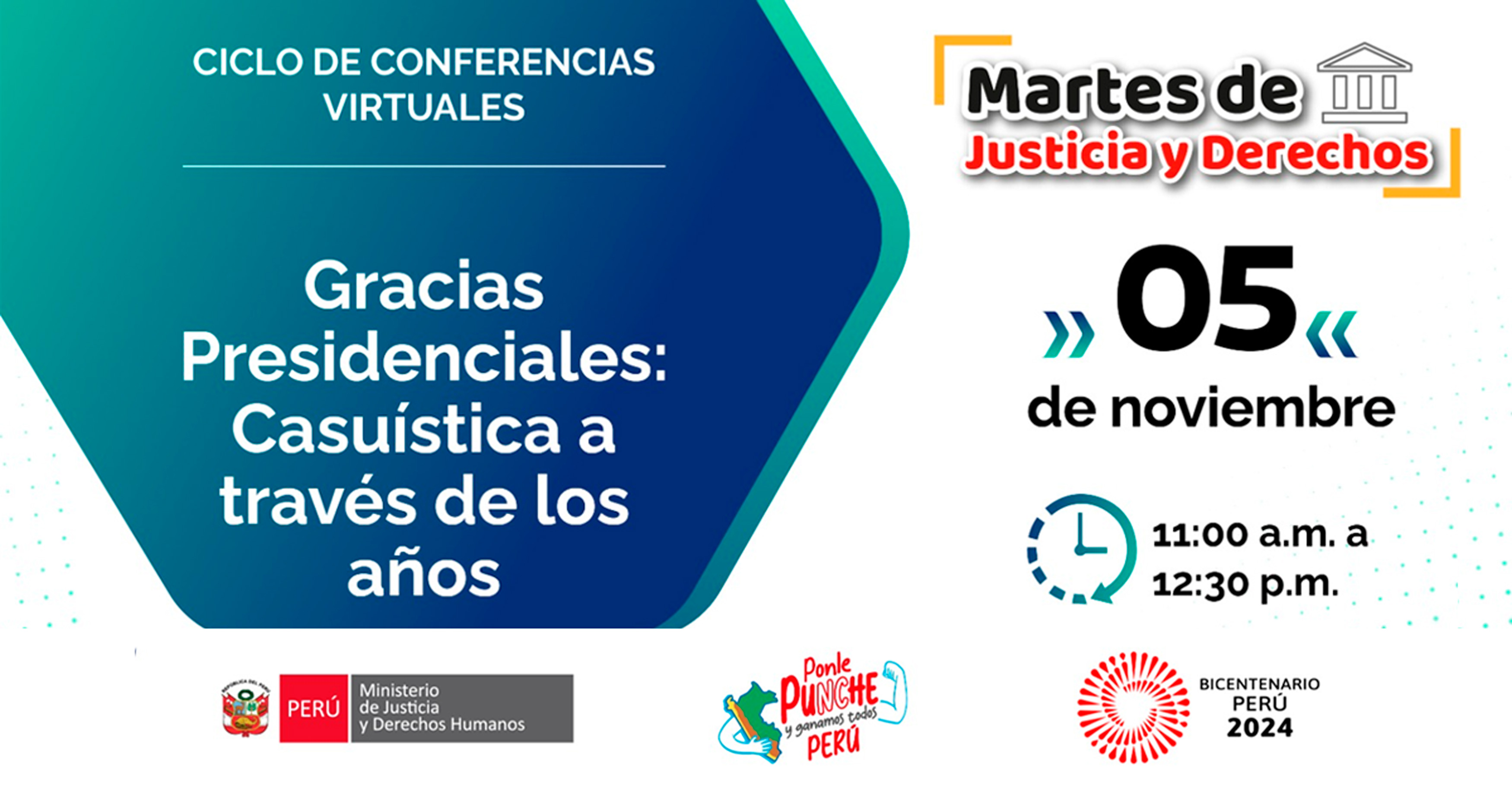 Conferencia online "Gracias presidenciales: casuística a través de los años" del MINJUSDH