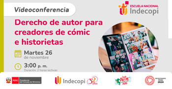 Conferencia online gratis "Derecho de autor para creadores de cómics e historietas" del INDECOPI