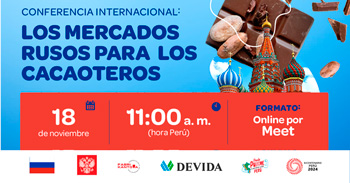 Conferencia online "Tendencias y Perspectivas del Mercado Ruso para el Cacao Peruano 2024" de DEVIDA PERÚ