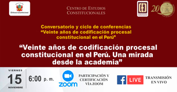 Conversatorio online Veinte años de codificación procesal constitucional en el Perú. Una mirada desde la academia