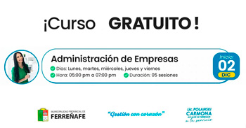 Curso gratis online "Administración de empresas" de la Municipalidad Provincial de Ferreñafe