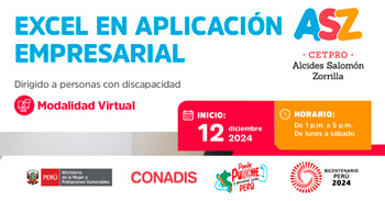 Curso online gratis "Excel en Aplicación Empresarial" del MIMP Conadis