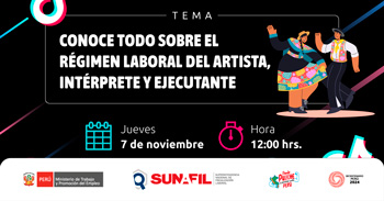 Evento online gratis Conoce todo sobre el régimen laboral del artista, intérprete y ejecutante  de la SUNAFIL