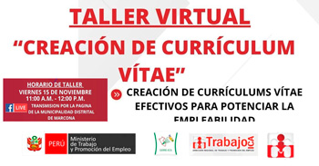 Taller online "Creación de currículums vítae efectivos para potenciar la empleabilidad" 