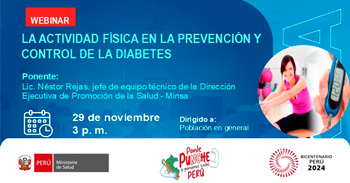  Webinar online "La actividad física en la prevención y control de la diabetes" del  MINSA