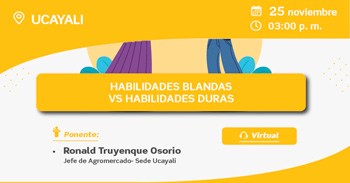 Webinar online "Habilidades blandas vs habilidades duras" de Sierra y Selva Exportadora