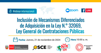 Webinar online Inclusión de Mecanismos Diferenciados de Adquisición en la  Ley General de Contrataciones Públicas