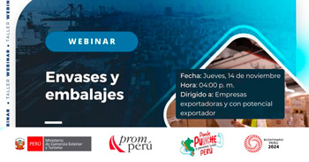 Webinar virtual sobre "Envases y embalajes" del Ministerio de Comercio Exterior y Turismo