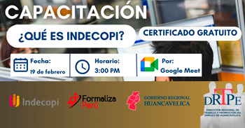  Capacitación online gratis "¿Qué es INDECOPI?" de la DRTPE Huancavelica