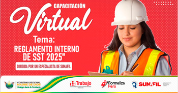  Capacitación online gratis "Reglamento Interno de SST 2025l"  de la DRTPE de Madre de Dios