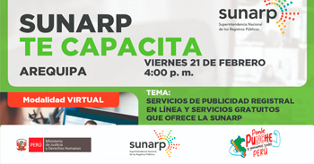  Charla online gratis Servicios de Publicidad Registral en Línea y los servicios gratuitos que ofrece la Sunarp