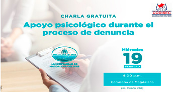  Charla presencial sobre el "Apoyo psicológico durante el proceso de denuncia" 