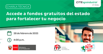   Charla online "Accede a fondos gratuitos del estado para fortalecer tu negocio" CITEagroindustrial UT Ambo