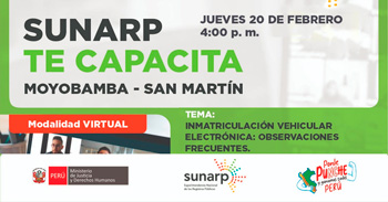  Charla online gratis "Inmatriculación vehicular electrónica: observaciones frecuentes" de la SUNARP