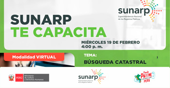  Charla online gratis "Recomendaciones para solicitar el servicio de Búsqueda Catastral" de la SUNARP