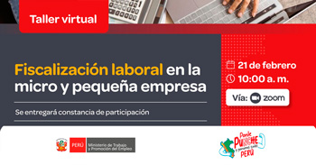  Taller online gratis  "Fiscalización laboral en la micro y pequeña empresa" del (MTPE)