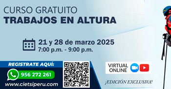  Curso online gratis "Trabajos en altura 2025" de CIETSI Perú