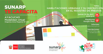 Capacitación online gratis "Habilitación urbana y su inscripción en el registro de predios" de la SUNARP