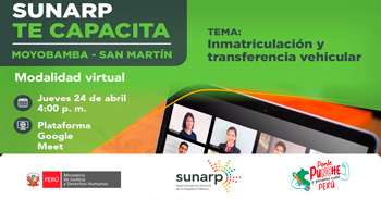 Capacitación virtual gratis "Inmatriculación y transferencia vehicular" de la Sunarp