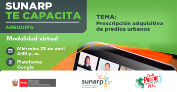 Capacitación virtual gratis "Prescripción adquisitiva de predios urbanos" de la Sunarp