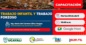Capacitación online gratis "Trabajo Infantil y Trabajo Forzoso" de la DRTPE Ucayali