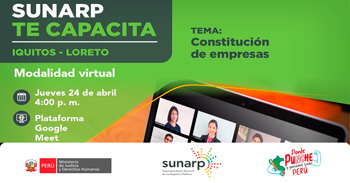 Capacitación virtual gratuita "Constitución de Empresas" de la SUNARP