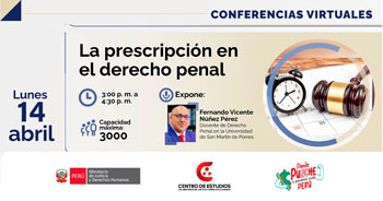 Conferencia online "La prescripción en el derecho penal:" del MINJUSDH