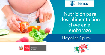 Evento  online gratis "Nutrición para dos: alimentación clave en el embarazo" del  MINSA
