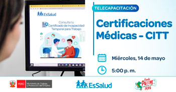Capacitación virtual "Certificaciones Médicas Vinculadas a Prestaciones Económicas" del CENATE