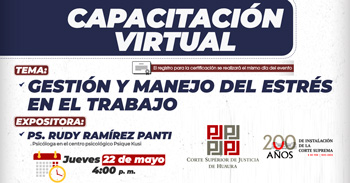 Capacitación virtual Gestión y manejo del estrés en el trabajo de la Corte Superior de Justicia de Huaura