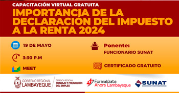 Capacitación online gratis Importancia de la declaración del impuesto a la renta 2024  de la GRTPE Lambayeque