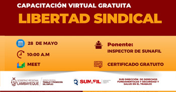  Capacitación online gratis "Libertad Sindical" de la GRTPE Lambayeque