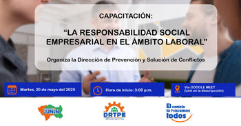  Capacitación online gratis "La responsabilidad social empresarial en el ámbito laboral" DRTPE Junín
