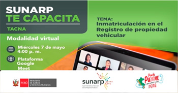 Capacitación online "Inmatriculación en el registro de propiedad vehicular" de la SUNARP