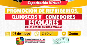 Capacitación online "Promoción de refrigerios, quioscos y comedores escolares en las IIEE del ámbito regional"