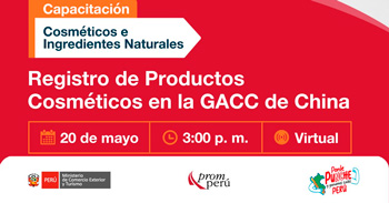  Capacitación online "Registro de productos cosméticos en la GACC de China" de Promperú