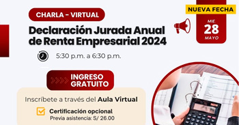  Charla online gratis "Declaración Jurada Anual de Renta Empresarial 2024"  