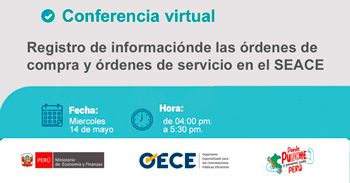 Conferencia virtual gratuita Registro de información de las órdenes de compra y órdenes de servicio en el SEACE