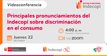 Conferencia online gratis "Principales pronunciamientos del Indecopi sobre discriminación en el consumo" 