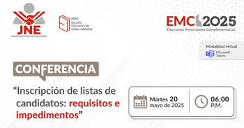 Conferencia online "Inscripción de listas de candidatos: requisitos e impedimentos" del JNE